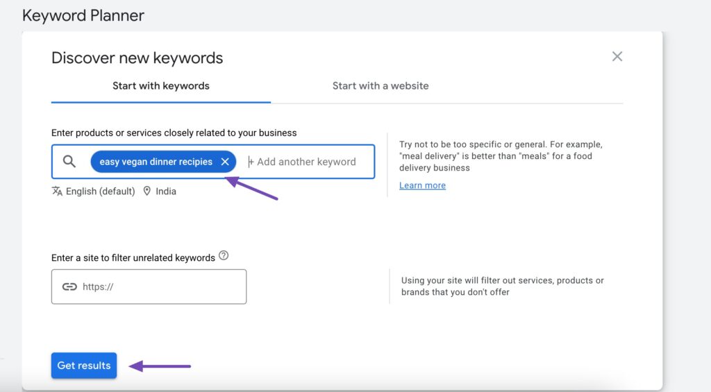 Top 4 Google SEO Tools Every Webmaster Should Use 6 Google keywords planner - Google SEO Tools